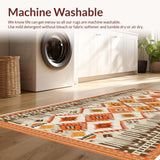 Ultra Soft Area Rug, Non Slip, Stain Resistant, Washable Area Rugs for Living Room, Bedroom, Transitional Colorful Geometric Concept(Beige)
