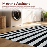 Ultra Soft Area Rug, Non Slip, Stain Resistant, Washable Area Rugs for Living Room, Bedroom, Rustic Textured Linear Patterns(Black)
