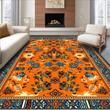 Ultra Soft Area Rug, Non Slip, Stain Resistant, Washable Area Rugs for Living Room, Bedroom, Unique Tibetan Inspired Color Fusion(Orange)