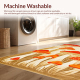 Ultra Soft Area Rug, Non Slip, Stain Resistant, Washable Area Rugs for Living Room, Bedroom, Charming Red Mushroom Pattern(Orange)