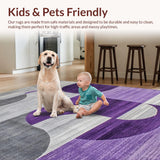 Ultra Soft Area Rug, Non Slip, Stain Resistant, Washable Area Rugs for Living Room, Bedroom, Contemporary Silver Grey Pattern(Purple)