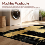 Ultra Soft Area Rug, Non Slip, Stain Resistant, Washable Area Rugs for Living Room, Bedroom, Rustic Monochrome Dynamic Shapes(Gold)