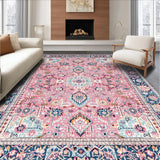 Ultra Soft Area Rug, Non Slip, Stain Resistant, Washable Area Rugs for Living Room, Bedroom, Trendy Floral Blush Blue Harmony(Pink)