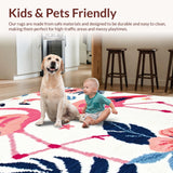 Ultra Soft Area Rug, Non Slip, Stain Resistant, Washable Area Rugs for Living Room, Bedroom, Vibrant Whimsical Bird Design(White)