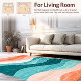 Ultra Soft Area Rug, Non Slip, Stain Resistant, Washable Area Rugs for Living Room, Bedroom, Bright Abstract Symmetrical Artwork(Orange)