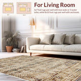 Ultra Soft Area Rug, Non Slip, Stain Resistant, Washable Area Rugs for Living Room, Bedroom, Light Brown Farmhouse Dining Table Area Rug(White)