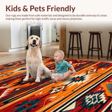 Ultra Soft Area Rug, Non Slip, Stain Resistant, Washable Area Rugs for Living Room, Bedroom, Rustic Earthy Southwestern Motif(Red)