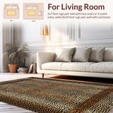 Ultra Soft Area Rug, Non Slip, Stain Resistant, Washable Area Rugs for Living Room, Bedroom, Rustic Khaki Animal Print Textile(Brown)