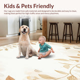 Ultra Soft Area Rug, Non Slip, Stain Resistant, Washable Area Rugs for Living Room, Bedroom, Faded Botanical Print Area with Leafy Vines and Artistic Watercolor Elements(Beige)