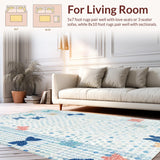 Ultra Soft Area Rug, Non Slip, Stain Resistant, Washable Area Rugs for Living Room, Bedroom, Cute Bow Accent Rug, Coquette Aesthetic Carpet(Blue)