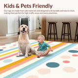 Ultra Soft Area Rug, Non Slip, Stain Resistant, Washable Area Rugs for Living Room, Bedroom, Modern Soft-Toned Circular Design(White)