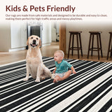 Ultra Soft Area Rug, Non Slip, Stain Resistant, Washable Area Rugs for Living Room, Bedroom, Graphic Dual-Tone Stripe with Evenly Spaced Parallel Lines in Classic Hues(Black)