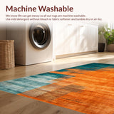 Ultra Soft Area Rug, Non Slip, Stain Resistant, Washable Area Rugs for Living Room, Bedroom, Chic Abstract Expressionist Style(Orange)