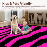 Ultra Soft Area Rug, Non Slip, Stain Resistant, Washable Area Rugs for Living Room, Bedroom, Whimsical Funky Print Arrangement(Pink)