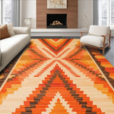 Ultra Soft Area Rug, Non Slip, Stain Resistant, Washable Area Rugs for Living Room, Bedroom, Stylish Fringed Rustic Pattern(Orange)