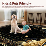Ultra Soft Area Rug, Non Slip, Stain Resistant, Washable Area Rugs for Living Room, Bedroom, Striking Textured Diamond Theme(Gold)
