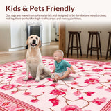 Ultra Soft Area Rug, Non Slip, Stain Resistant, Washable Area Rugs for Living Room, Bedroom, Delicate Nature-Inspired Decor(Pink)
