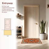 Ultra Soft Area Rug, Non Slip, Stain Resistant, Washable Area Rugs for Living Room, Bedroom, Modern Warm Tones Artful Layout(Orange)