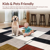 Ultra Soft Area Rug, Non Slip, Stain Resistant, Washable Area Rugs for Living Room, Bedroom, Dynamic Vibrant Trellis Framework(Gray)
