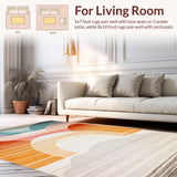 Ultra Soft Area Rug, Non Slip, Stain Resistant, Washable Area Rugs for Living Room, Bedroom, Whimsical Pastel Alphabet Arrangement(Orange)