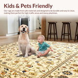 Ultra Soft Area Rug, Non Slip, Stain Resistant, Washable Area Rugs for Living Room, Bedroom, Ancient Floral Hallway for Entryway Floor(Beige)