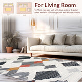 Ultra Soft Area Rug, Non Slip, Stain Resistant, Washable Area Rugs for Living Room, Bedroom, Vibrant Boho Striped Pattern(Gray)