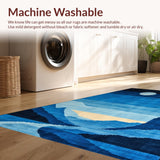 Ultra Soft Area Rug, Non Slip, Stain Resistant, Washable Area Rugs for Living Room, Bedroom, Serene Abstract Starry Theme(Blue)