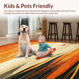 Ultra Soft Area Rug, Non Slip, Stain Resistant, Washable Area Rugs for Living Room, Bedroom, Surf Up! Decorative Rug Coastal Getaway Carpet(Orange)