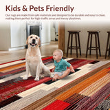 Ultra Soft Area Rug, Non Slip, Stain Resistant, Washable Area Rugs for Living Room, Bedroom, Rustic Multicolor Ethnic Motif(Red)