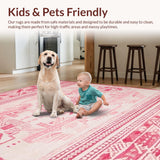 Ultra Soft Area Rug, Non Slip, Stain Resistant, Washable Area Rugs for Living Room, Bedroom, Stylish Solid Color Rustic Minimalism(Pink)