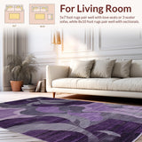 Ultra Soft Area Rug, Non Slip, Stain Resistant, Washable Area Rugs for Living Room, Bedroom, Rustic Ogee Print Aesthetic(Purple)