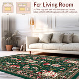 Ultra Soft Area Rug, Non Slip, Stain Resistant, Washable Area Rugs for Living Room, Bedroom, Chic Soft Low Pile Design(Green)