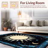 Ultra Soft Area Rug, Non Slip, Stain Resistant, Washable Area Rugs for Living Room, Bedroom, Celestial Moonlit Starburst Design(Blue)