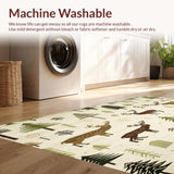 Ultra Soft Area Rug, Non Slip, Stain Resistant, Washable Area Rugs for Living Room, Bedroom, Rustic Beige Woodland Adventure Area Rug with Playful Forest Animal Motifs(Beige)