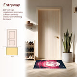 Ultra Soft Area Rug, Non Slip, Stain Resistant, Washable Area Rugs for Living Room, Bedroom, Chic Half-Moon Colorful Motif(Pink)