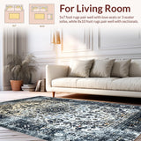 Ultra Soft Area Rug, Non Slip, Stain Resistant, Washable Area Rugs for Living Room, Bedroom, Contemporary Low-Contrast Trellis Style(Gray)