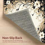 Stylish Area Monochrome Beige & Black Floral Burst(Beige)