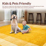 Ultra Soft Area Rug, Non Slip, Stain Resistant, Washable Area Rugs for Living Room, Bedroom, Sleek Contemporary Warm Palette(Gold)
