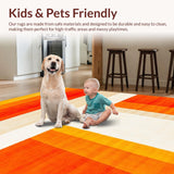 Ultra Soft Area Rug, Non Slip, Stain Resistant, Washable Area Rugs for Living Room, Bedroom, Vivid Abstract Rainbow Motif(Orange)