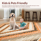 Ultra Soft Area Rug, Non Slip, Stain Resistant, Washable Area Rugs for Living Room, Bedroom, Elegant Ogee Patterned Textile(Orange)