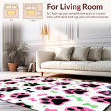 Ultra Soft Area Rug, Non Slip, Stain Resistant, Washable Area Rugs for Living Room, Bedroom, Cheerful Puppy Themed Soft Rug(White)