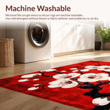 Ultra Soft Area Rug, Non Slip, Stain Resistant, Washable Area Rugs for Living Room, Bedroom, Luxurious Asian Inspired Decor(Red)