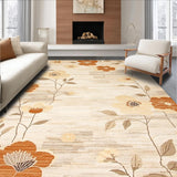 Ultra Soft Area Rug, Non Slip, Stain Resistant, Washable Area Rugs for Living Room, Bedroom, Chic Low Pile Area Featuring Abstract Floral Motifs in Warm Tones(Beige)