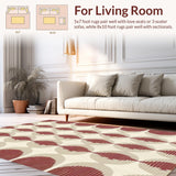 Ultra Soft Area Rug, Non Slip, Stain Resistant, Washable Area Rugs for Living Room, Bedroom, Desert Dusk Area Beige & Burgundy Echoing Arches(Beige)