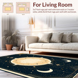 Ultra Soft Area Rug, Non Slip, Stain Resistant, Washable Area Rugs for Living Room, Bedroom, Chic Geometric Cosmic Composition(Gold)