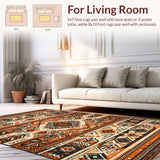 Ultra Soft Area Rug, Non Slip, Stain Resistant, Washable Area Rugs for Living Room, Bedroom, Stylish Cozy Southwestern Vibe(Orange)