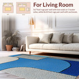 Ultra Soft Area Rug, Non Slip, Stain Resistant, Washable Area Rugs for Living Room, Bedroom, Modern Abstract Grey and Blue Living Room Non-Shedding Rug(Blue)