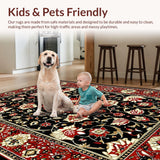 Ultra Soft Area Rug, Non Slip, Stain Resistant, Washable Area Rugs for Living Room, Bedroom, Colorful Botanical Patterned Delight(Red)