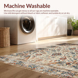 Ultra Soft Area Rug, Non Slip, Stain Resistant, Washable Area Rugs for Living Room, Bedroom, Rustic Soft Toned Bloom Motif(Beige)
