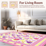 Ultra Soft Area Rug, Non Slip, Stain Resistant, Washable Area Rugs for Living Room, Bedroom, Festive Cute Holiday Pattern Play(Pink)